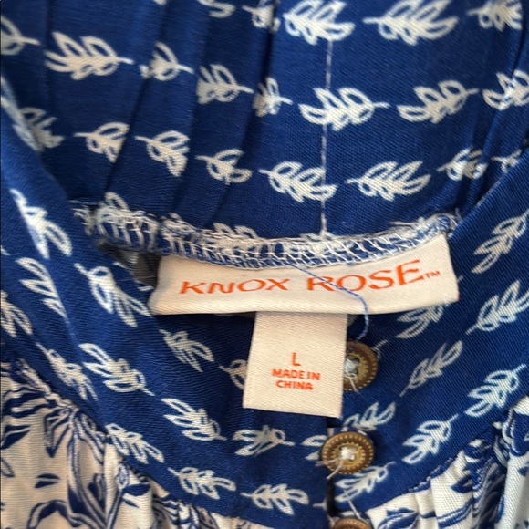 Knox Rose Navy and White Patterned Button Up Dress - Picture 2 of 3